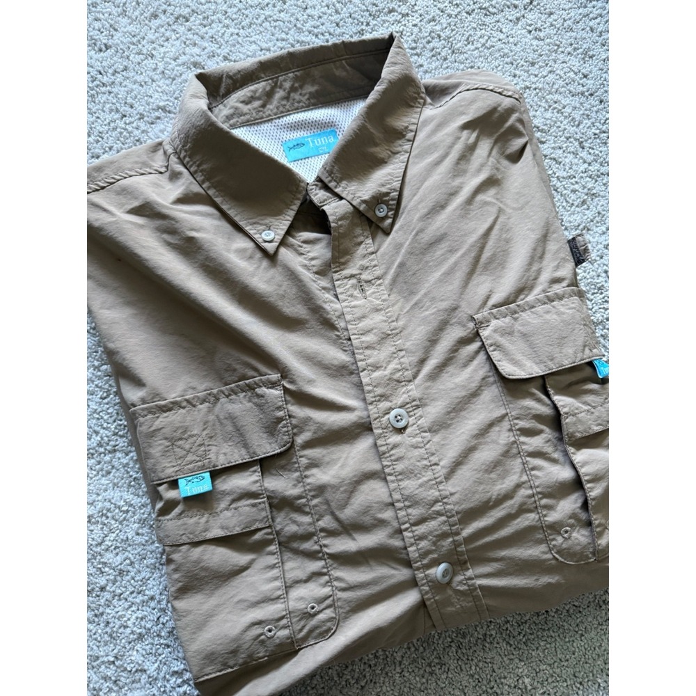 Tuna Shirt Mens 2XL Tan Breathable‎ Quick Dry Hiking Fishing Outdoors Camping